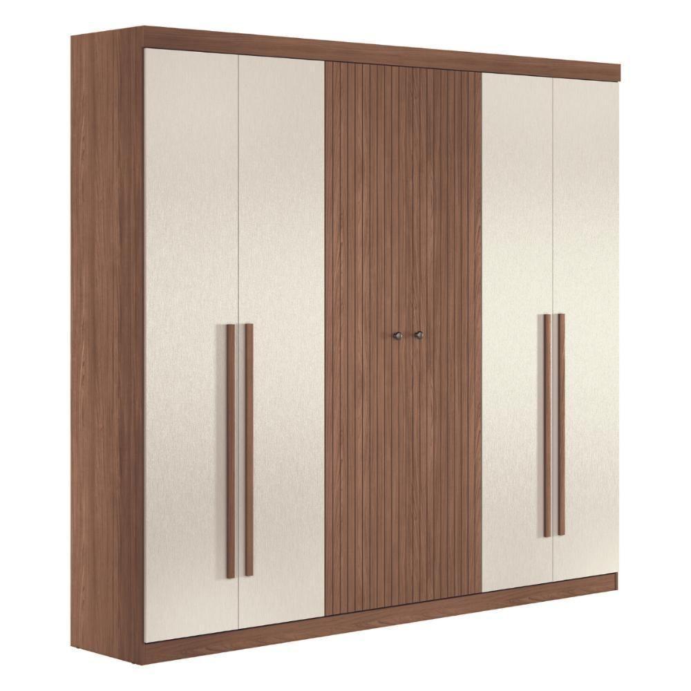 Guarda Roupa Casal Com Espelho 6 Portas Sintra Jatobá Areia - 1