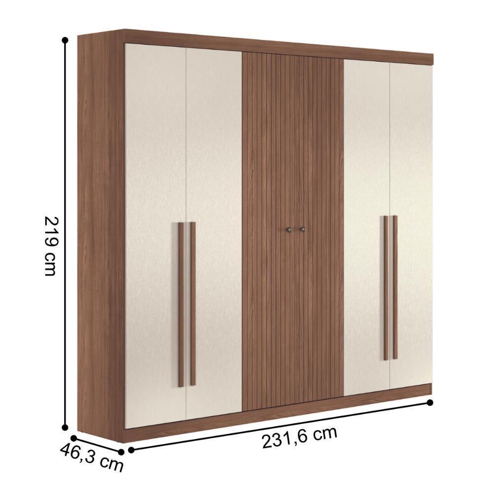 Guarda Roupa Casal Com Espelho 6 Portas Sintra Jatobá Areia - 2