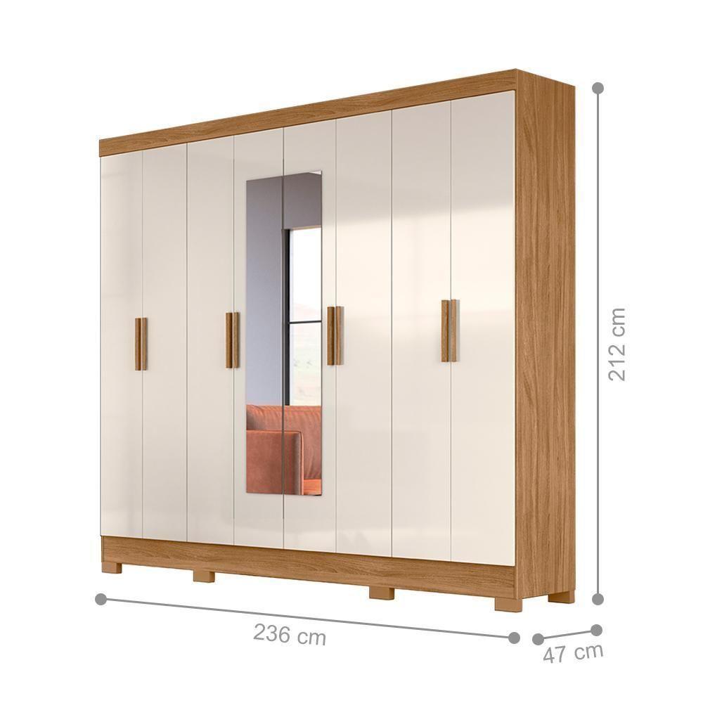 Guarda Roupa 8 Portas Com Espelho Superagui Freijó Off White - 2