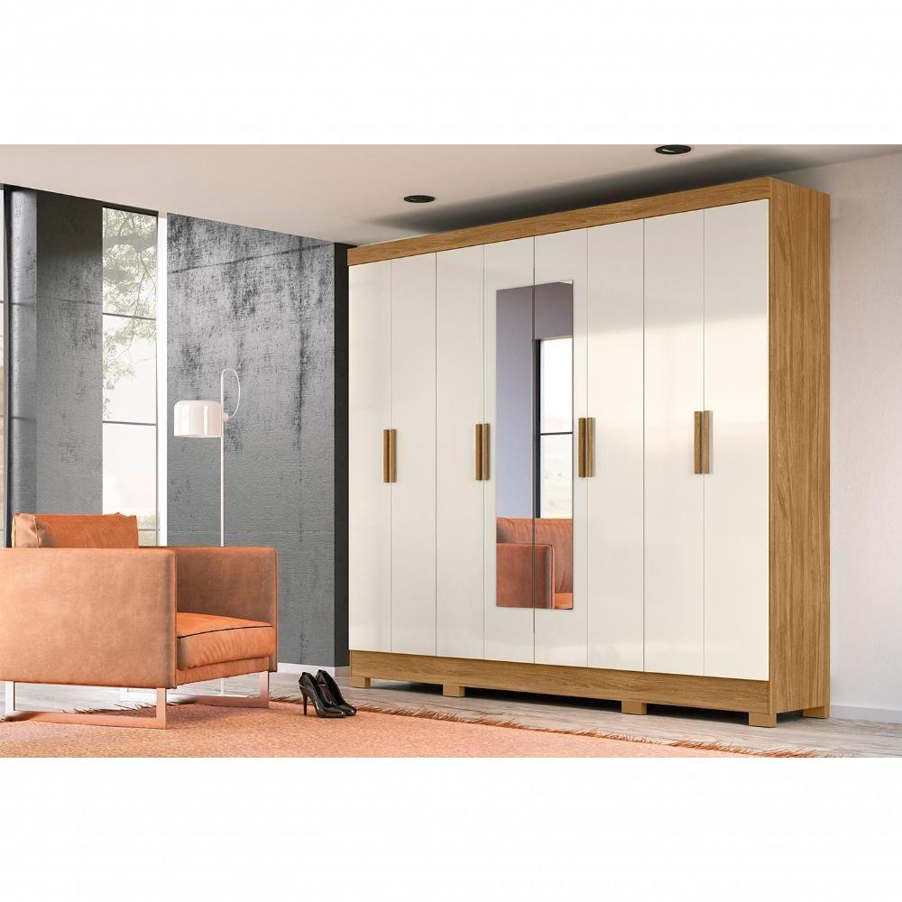 Guarda Roupa 8 Portas Com Espelho Superagui Freijó Off White - 5