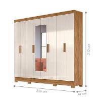 Guarda Roupa 8 Portas Com Espelho Superagui Freijó Off White - 2