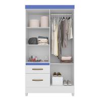 Conjunto Guarda Roupa Com Espelho E Cômoda Petra Branco Rosa Azul Lilás - 6