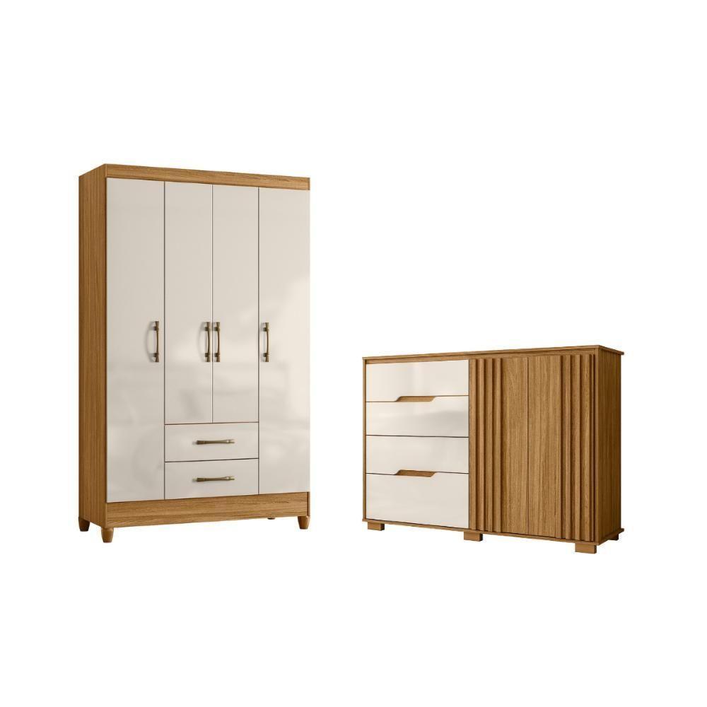 Conjunto Guarda Roupa E Comoda Flin Freijo Off White - 3