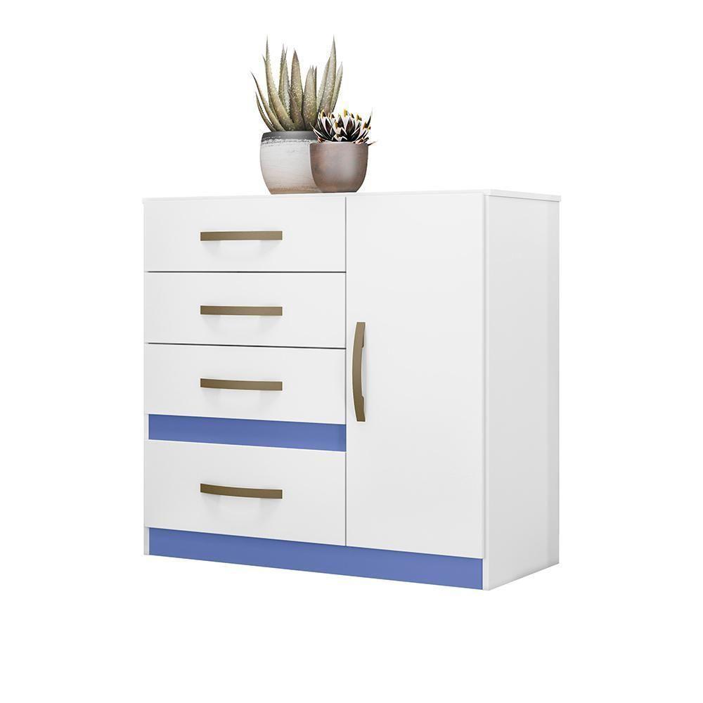 Conjunto Guarda Roupa Com Espelho E Cômoda Seicheles Branco Rosa Azul Lilás - 4