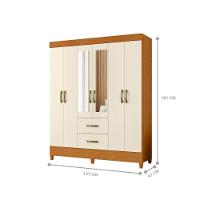 Guarda Roupa 6 Portas Cancun Com Espelho Cinamomo Off White - 3