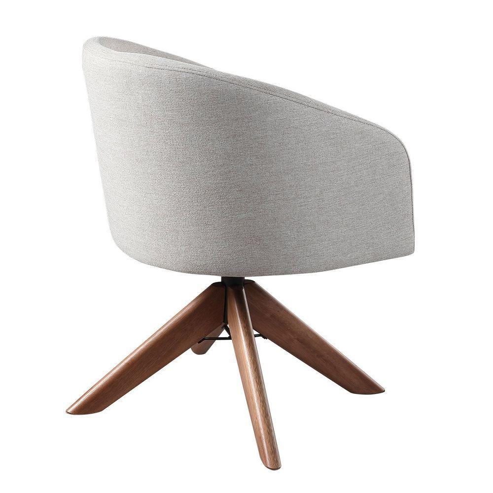 Poltrona Estofada Com Base Giratória Em Madeira Maciça – Zara Exclusiva Linho Palha - 4