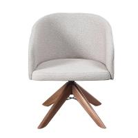 Poltrona Estofada Com Base Giratória Em Madeira Maciça – Zara Exclusiva Linho Palha - 2