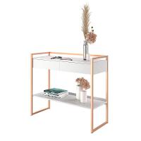 Aparador Moderno Estilo Industrial 2 Gavetas Branco Cobre - 1