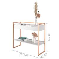 Aparador Moderno Estilo Industrial 2 Gavetas Branco Cobre - 2