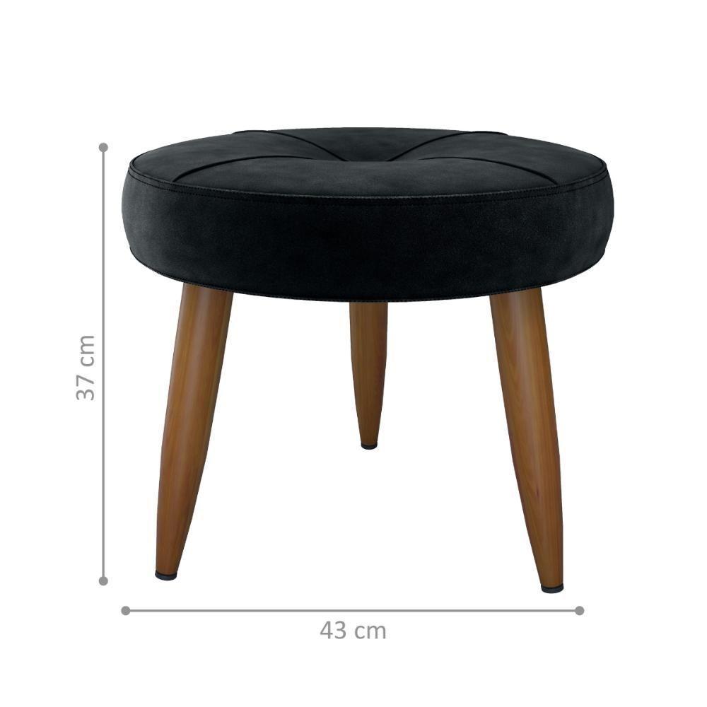 Puff Redondo Para Sala Davi Veludo Preto - 2