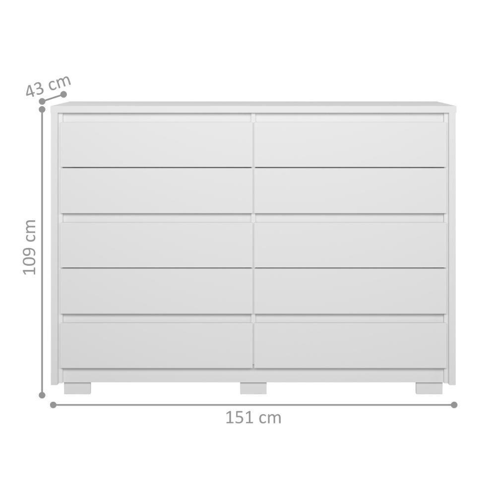 Cômoda Com 10 Gavetas Loanda Branco - 3