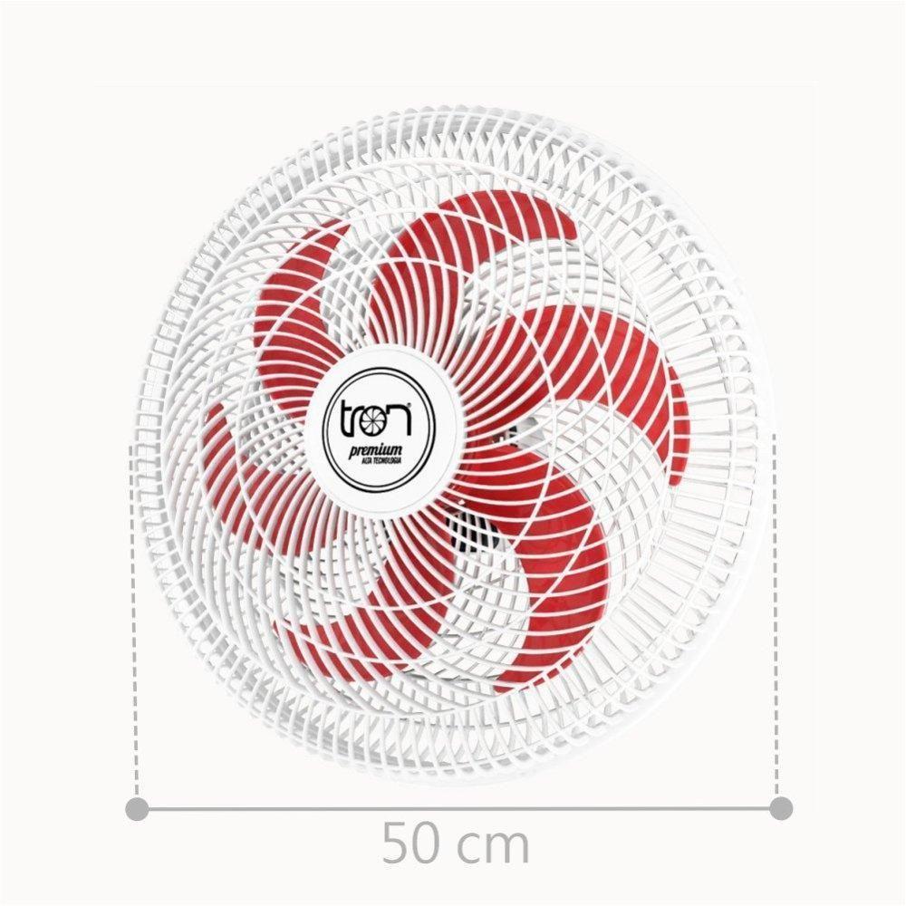Ventilador Parede Lorena Branco Oscilante 220V Pás Vermelho - 2