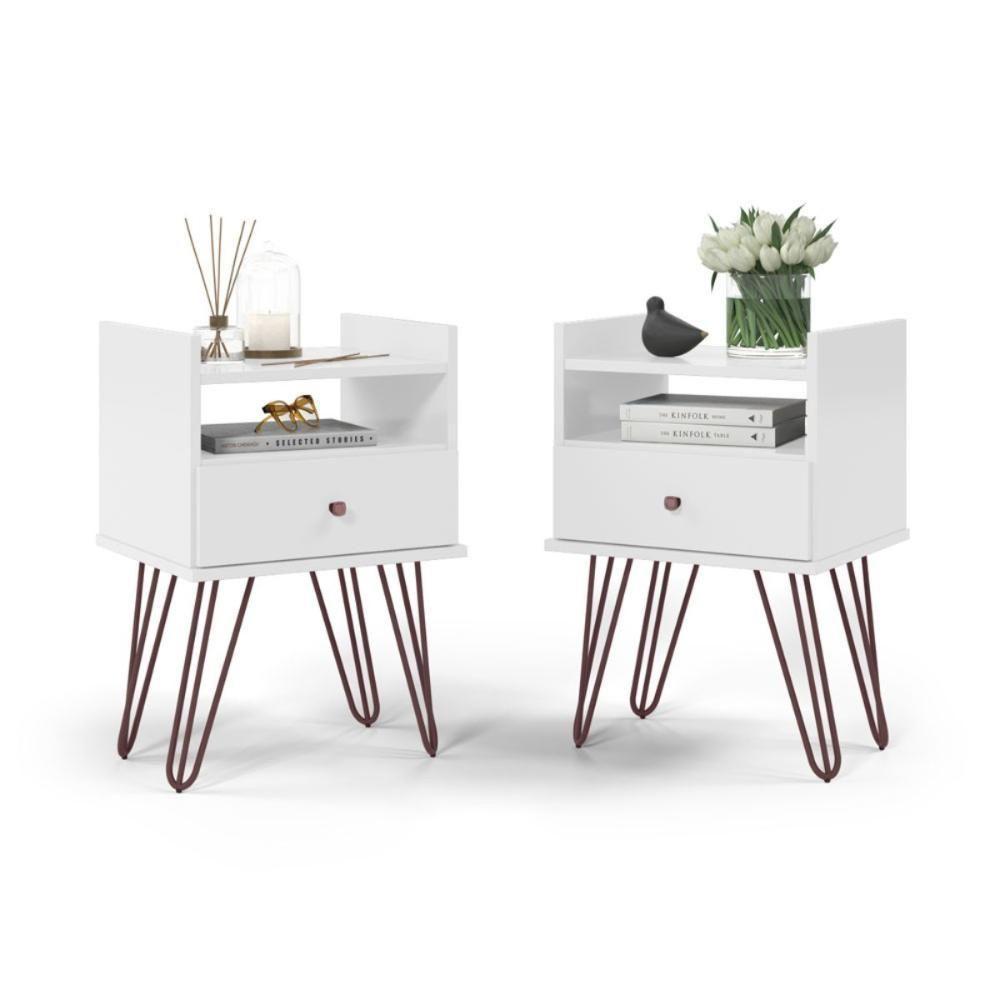 Conjunto Mesa De Cabeceira Monet Branco - 2