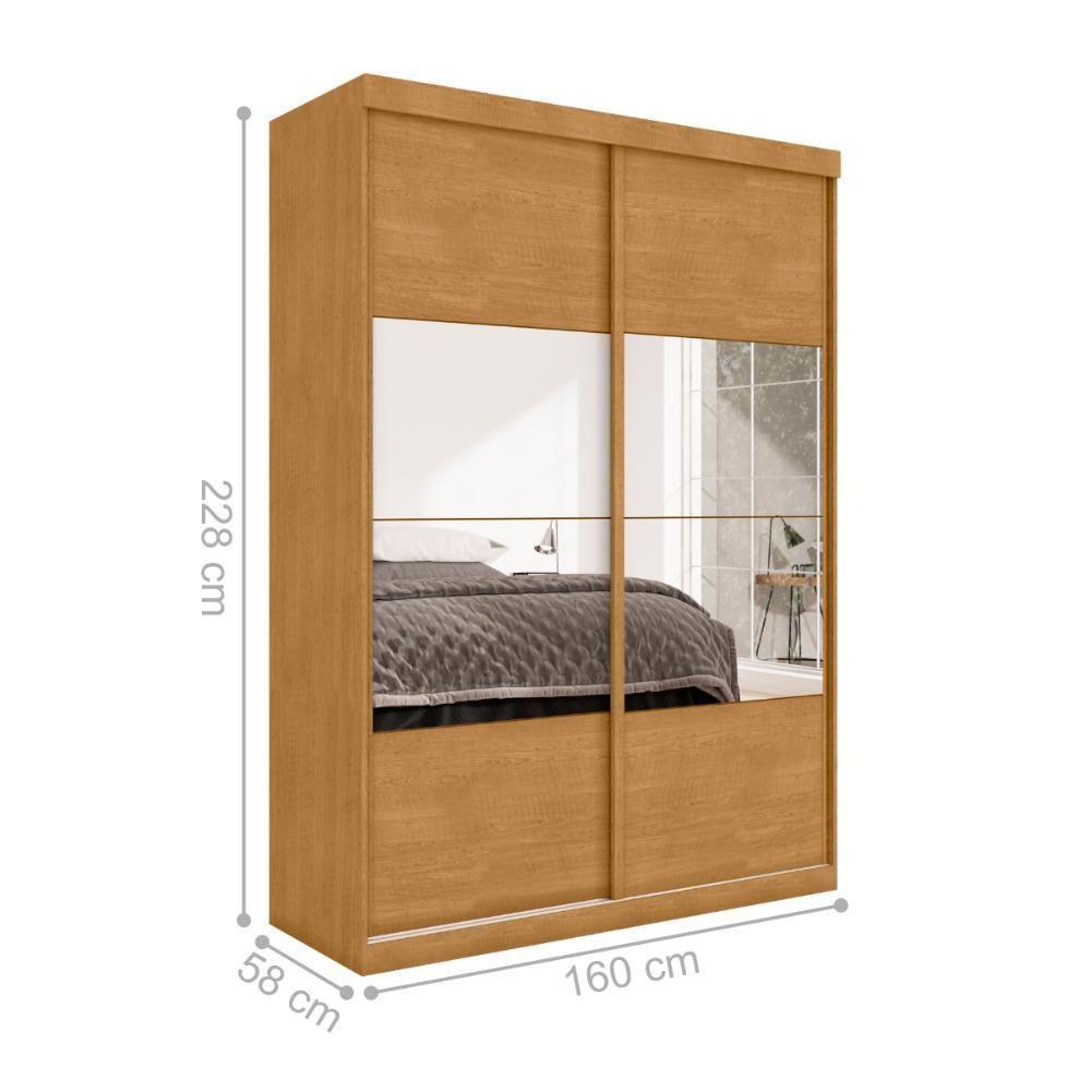 Guarda Roupa Com Espelho 2 Portas Bonfim Naturalle - 2