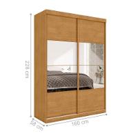 Guarda Roupa Com Espelho 2 Portas Bonfim Naturalle - 2