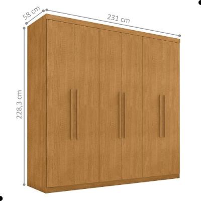 Roupeiro 6 Portas E 4 Gavetas Cotia Naturalle