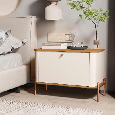 Mesa De Cabeceira Bancroft Off White Nature Bronze
