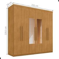 Roupeiro 6 Portas Com Espelho Piauí Naturalle - 2