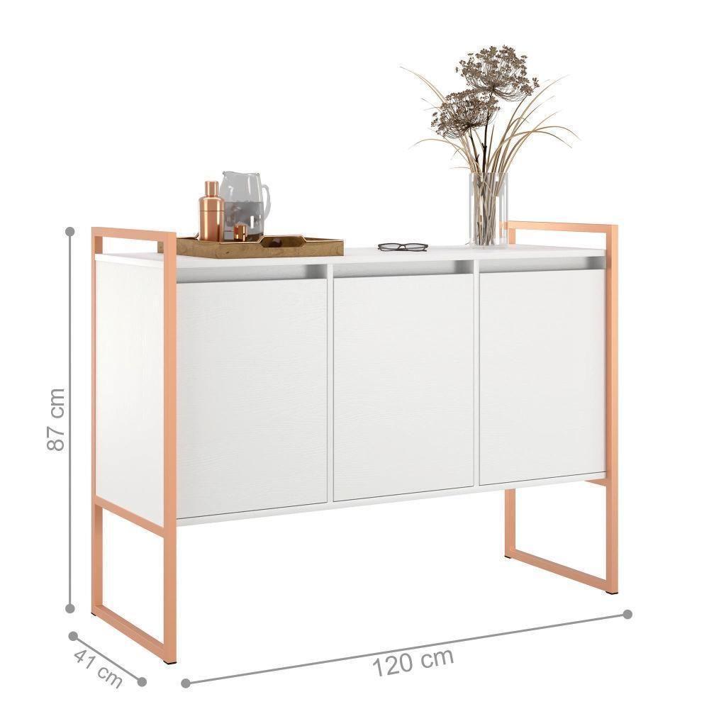 Buffet 3 Portas Rouxe Branco Cobre - 2