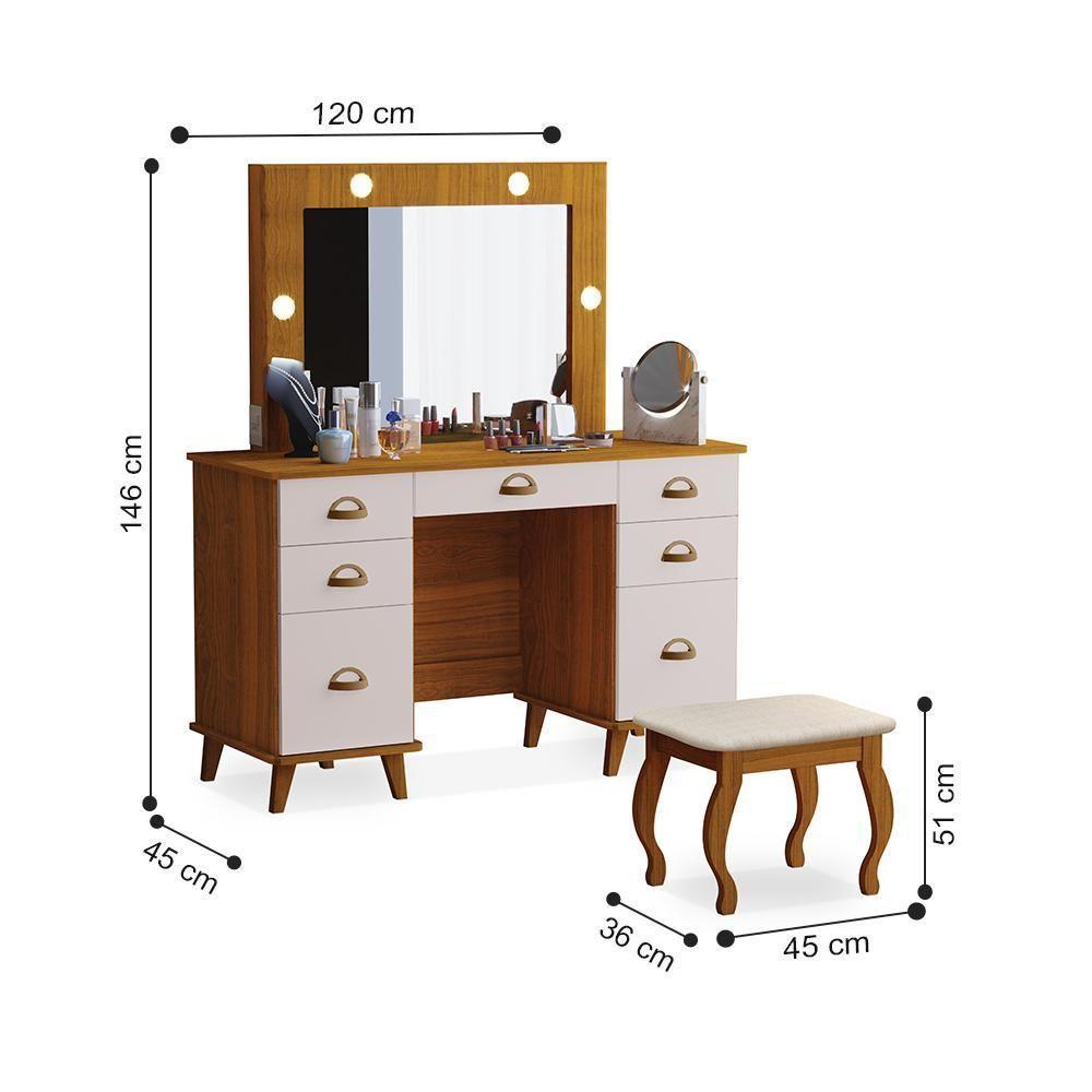 Penteadeira Com Assento Omaha Freijó Maní - 2