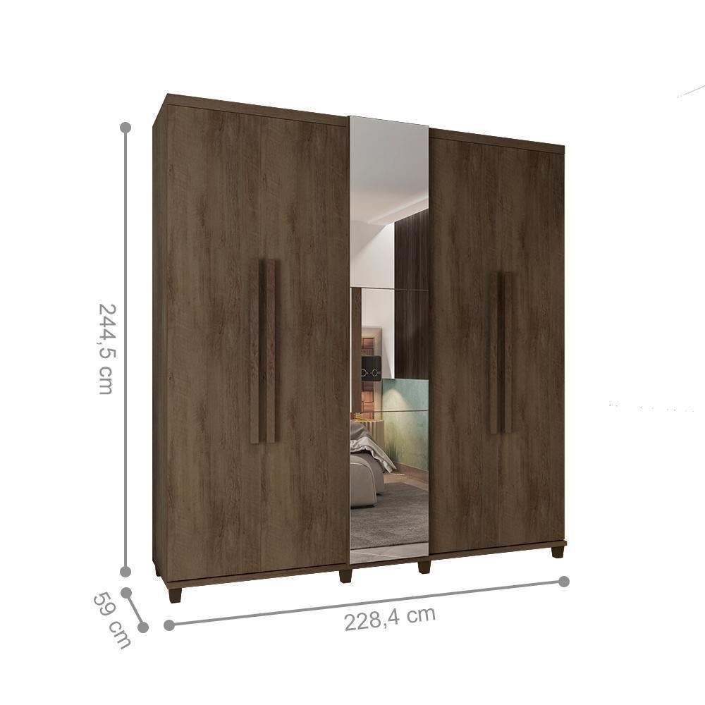 Roupeiro 5 Portas Arezzo Freijó Com Espelho - 2