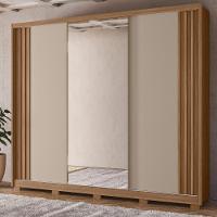 Conjunto Guarda Roupa Espelho E Comoda Nevada Carvalho Fendi - 1