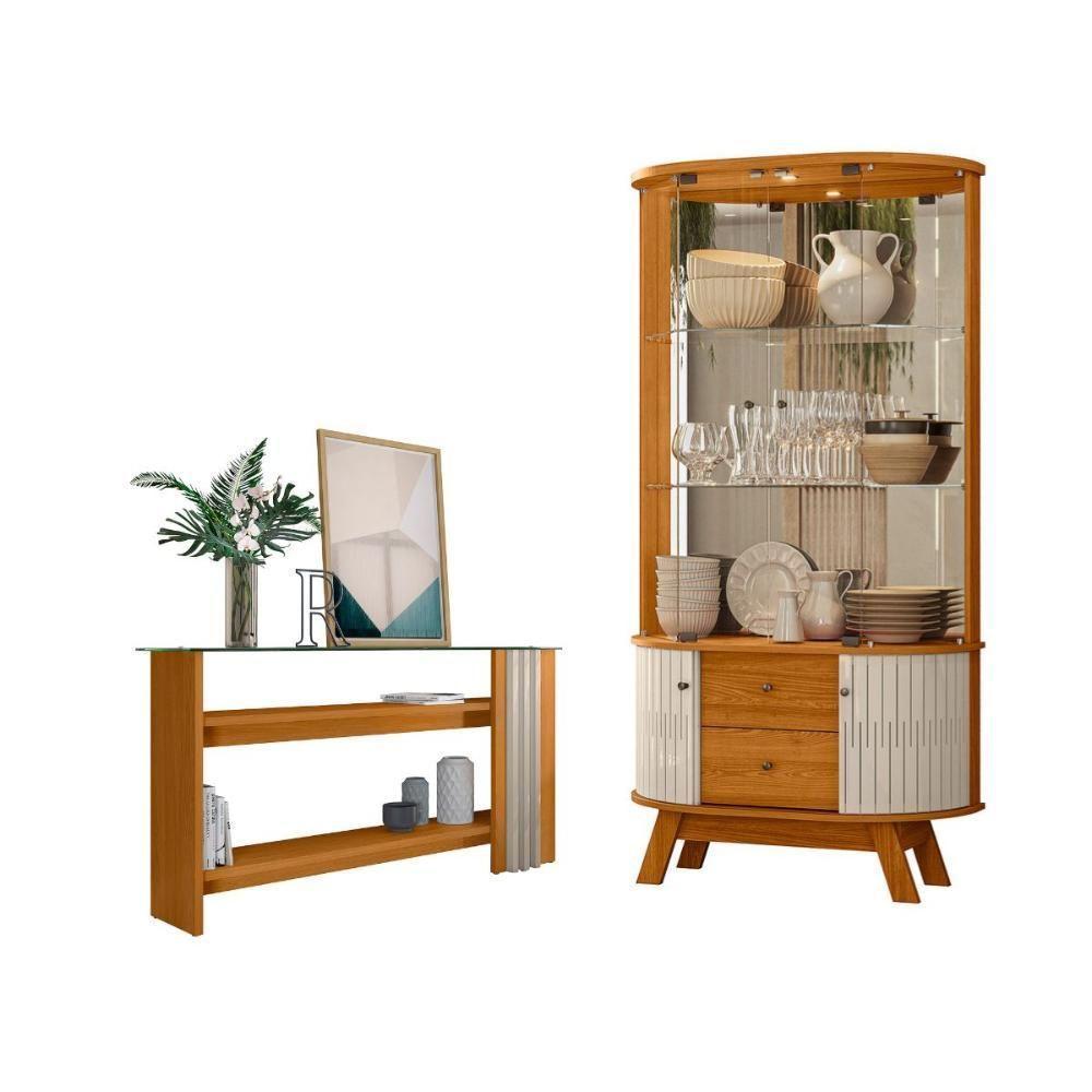 Conjunto Aparador E Mesa Centro Barcelona Cinamomo Off White - 3