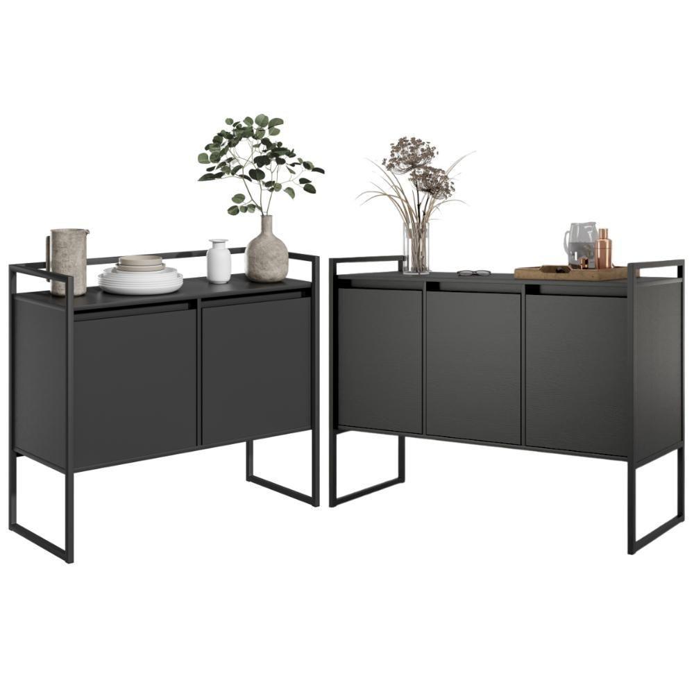 Conjunto Buffet Industrial 2 E 3 Portas Preto - 1