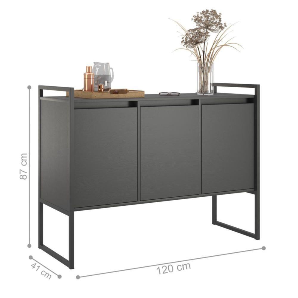 Conjunto Buffet Industrial 2 E 3 Portas Preto - 4