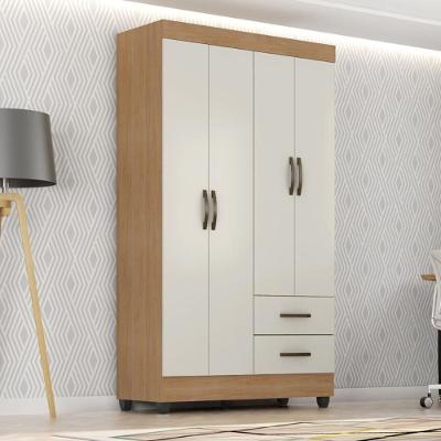 Guarda Roupa Solteiro Sandovalina 4 Portas 2 Gavetas Nature-Off White MDP
