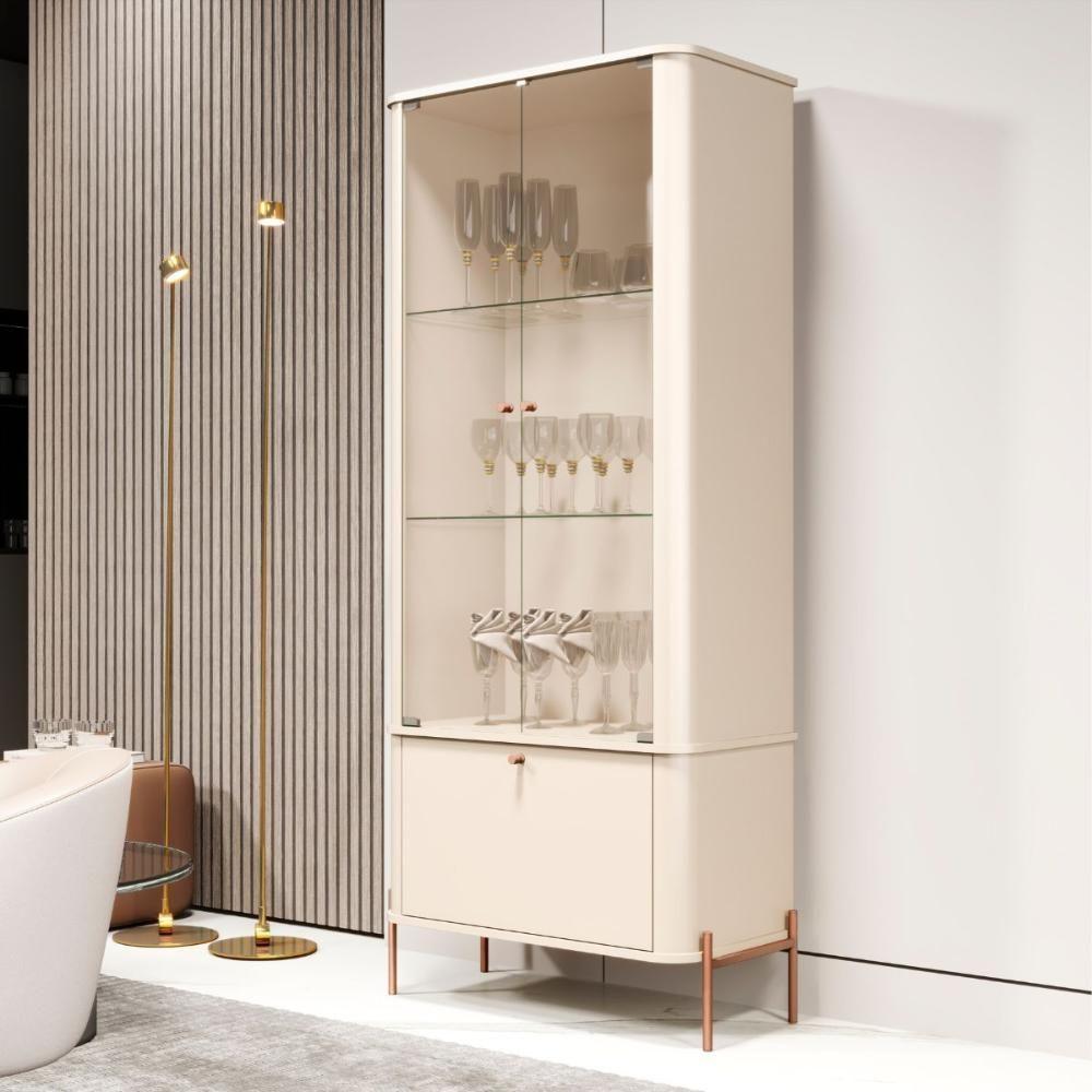 Conjunto Buffet E Cristaleira Rouxinol Off White Bronze - 4