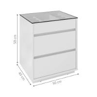 Mesa De Cabeceira 3 Gavetas Tampo De Vidro Taipei Branco - 2