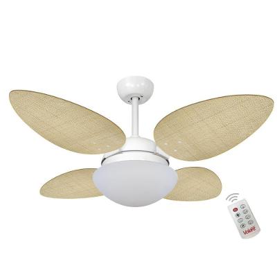 Ventilador de Teto Casa H Branco Fosco Volare P Palmae Natural com Controle Remoto 110V