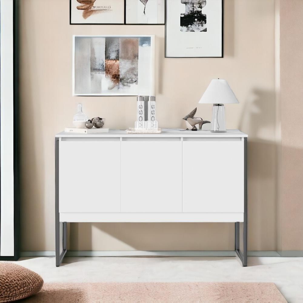Buffet Moderno 3 Portas Londres Branco Preto - 1