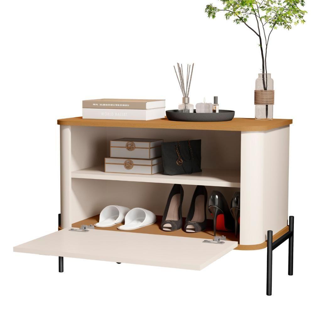 Mesa De Cabeceira Bancroft Off White Nature Preto - 4