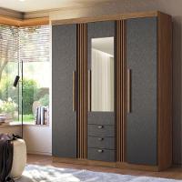 Kit Guarda Roupa Espelho E Multi Uso Veronica Jatoba Gafite - 6
