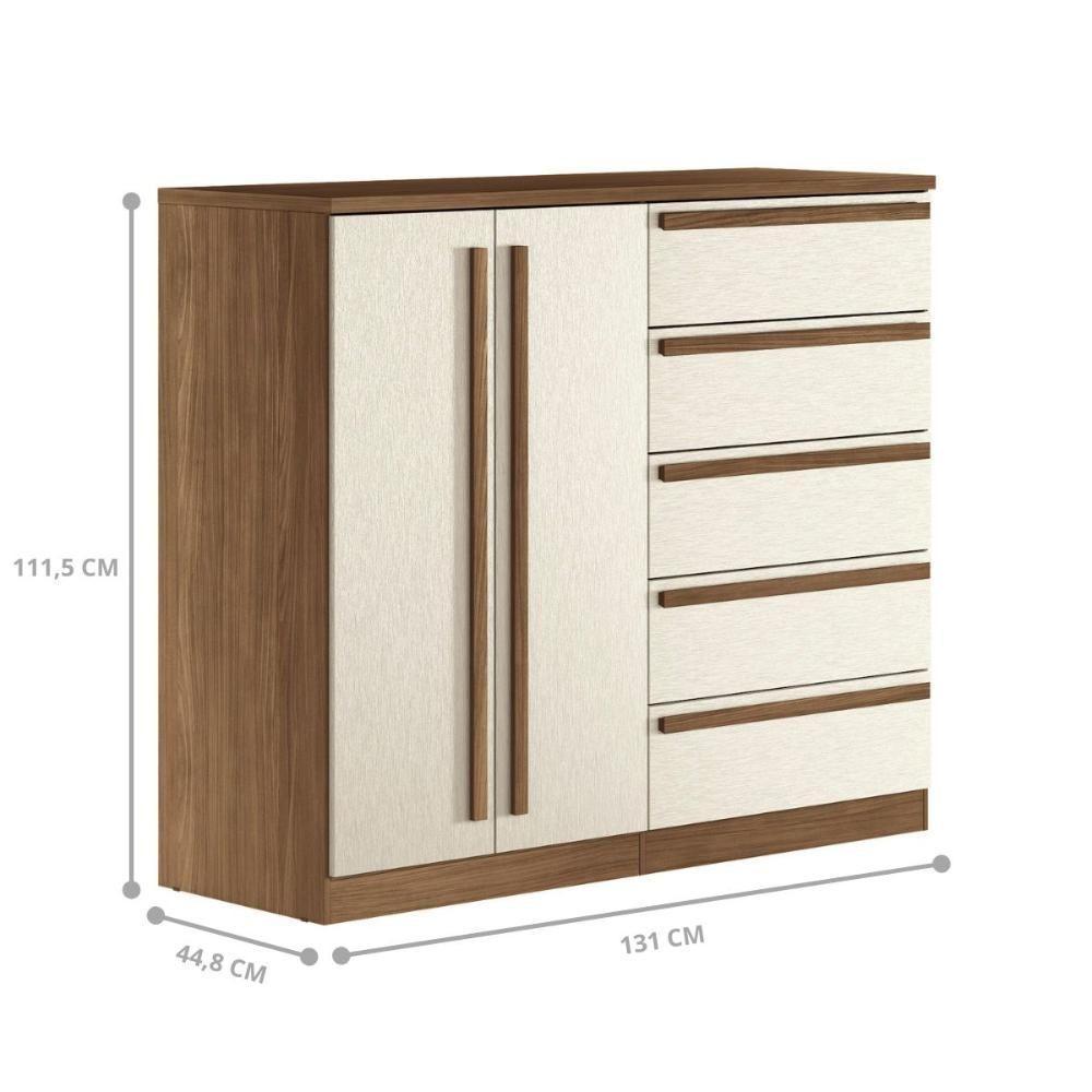 Kit Guarda Roupa 6 Portas Espelho E Cômoda Cotia Jatoba Areia - 3