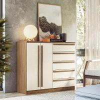 Kit Guarda Roupa 6 Portas Espelho E Cômoda Cotia Jatoba Areia - 5