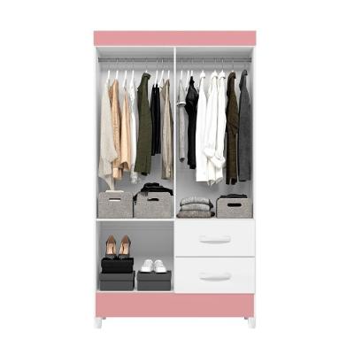 Guarda Roupa Infantil Solteiro Cancun 4 Portas 2 Gavetas Branco Rosa MDP