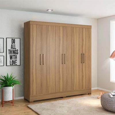 Guarda Roupa Casal Ferrara 6 Portas de Bater 3 Gavetas Amêndola Off-white Casa H