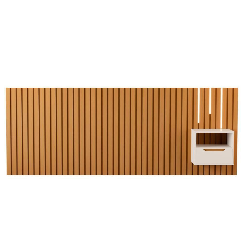 Cabeceira Com Mesa De Cabeceira E Led Maiori Nature Pérola - 1