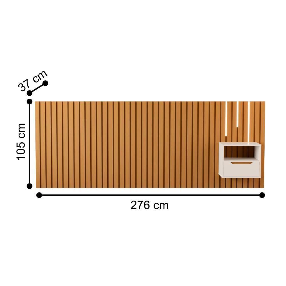 Cabeceira Com Mesa De Cabeceira E Led Maiori Nature Pérola - 2