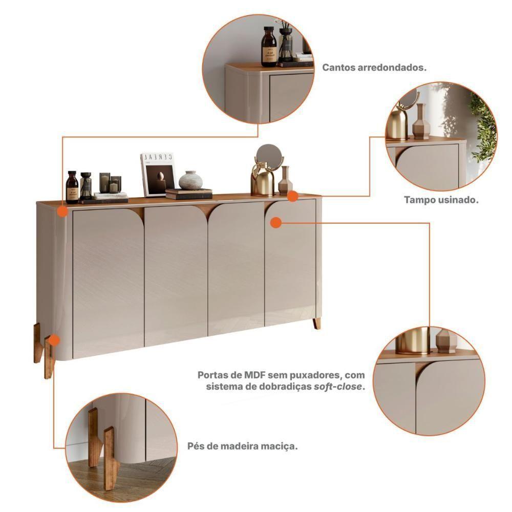 Buffet 4 Portas De Bater Portland Off White/cedro - 3