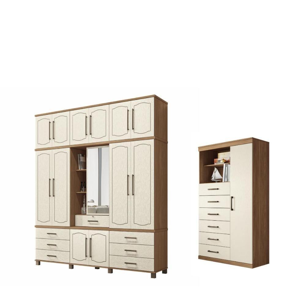 Kit Guarda Roupa E Multi Uso Nancy Jatoba Areia - 1