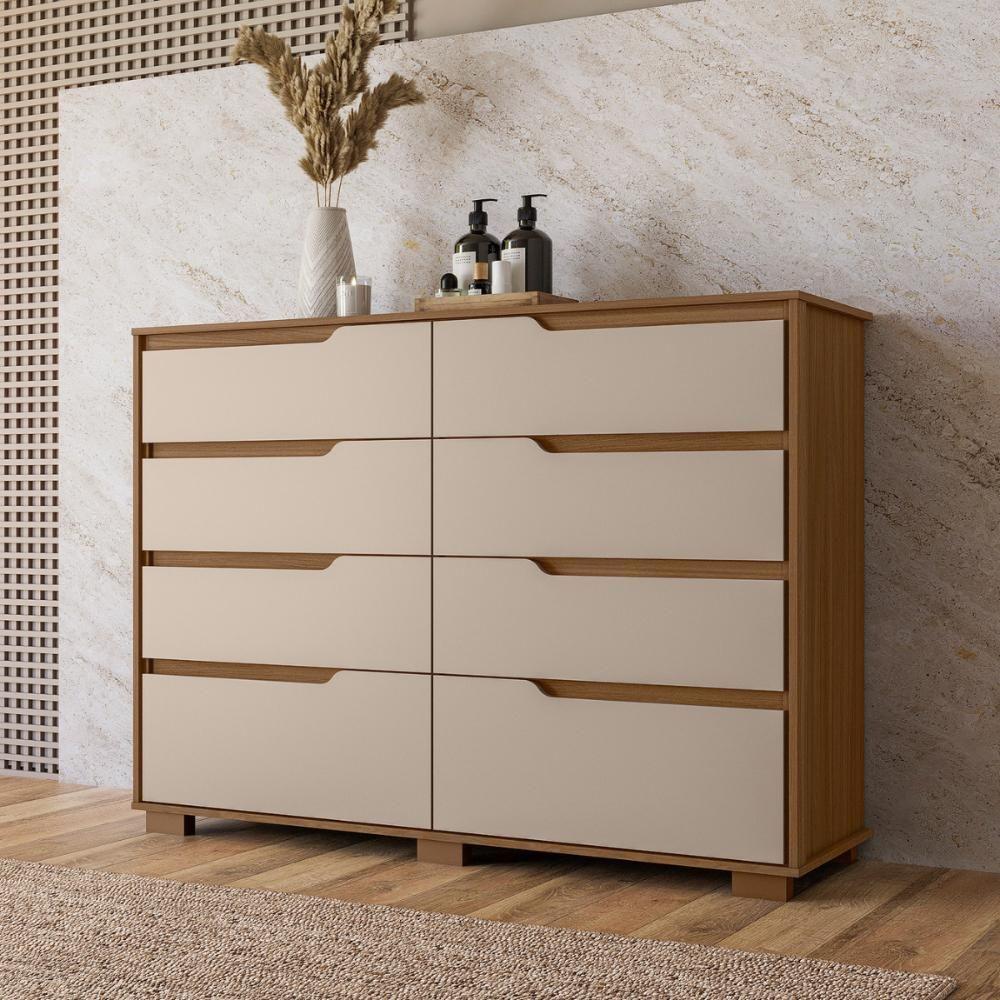 Conjunto Guarda Roupa E Comoda Maunee Carvalho Fendi - 2