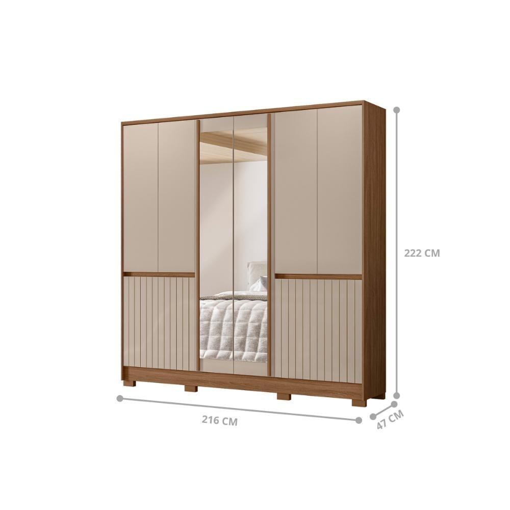 Conjunto Guarda Roupa E Comoda Maunee Carvalho Fendi - 4