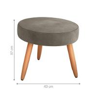Puff Redondo Para Sala Sueli Veludo Cappuccino - 2