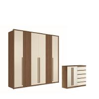 Kit Guarda Roupa 6 Portas E Cômoda Cotia Jatoba Areia - 1