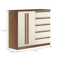 Kit Guarda Roupa 6 Portas E Cômoda Cotia Jatoba Areia - 3