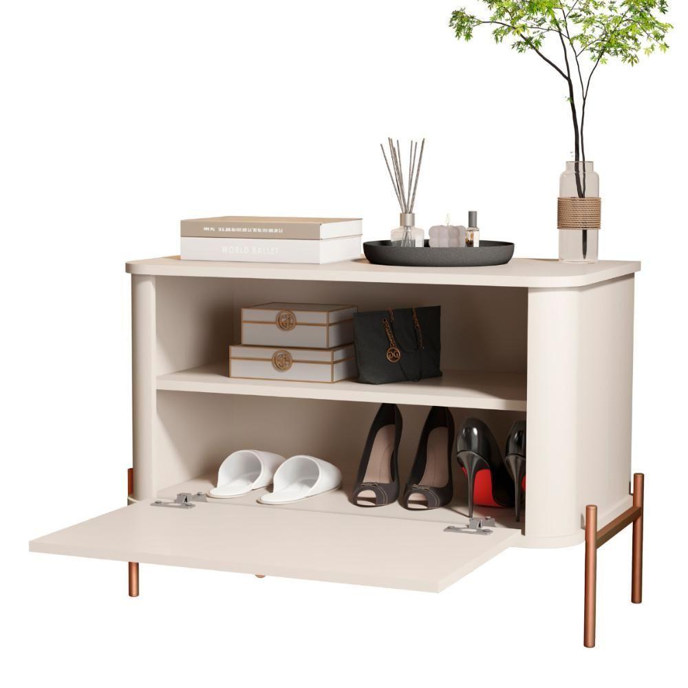 Mesa De Cabeceira Bancroft Off White Bronze - 4